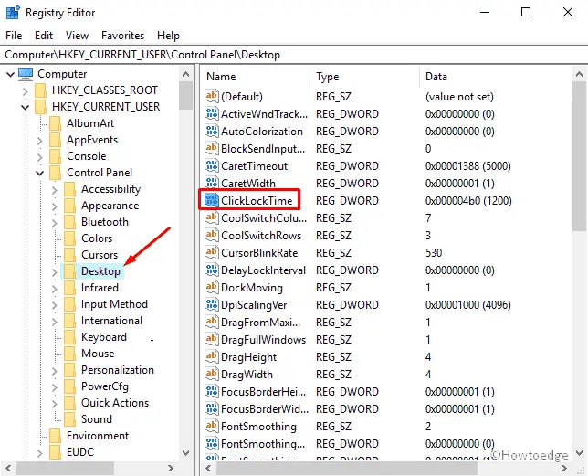 включить и отключить ClickLock мыши в Windows 10
