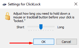 включить и отключить ClickLock мыши в Windows 10