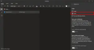 enable dark mode for OneNote