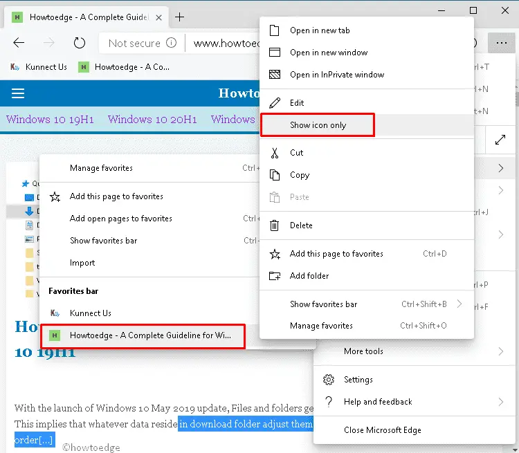 How to show icon only instead bookmark bar in Chromium Edge Canary