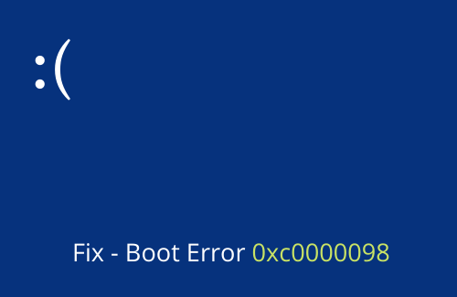 how to fix Boot Error 0xc0000098