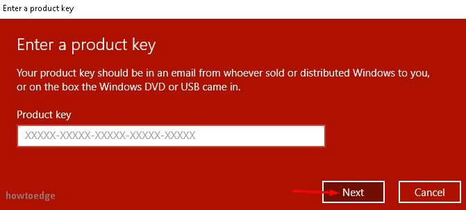 Enter a valid Product key