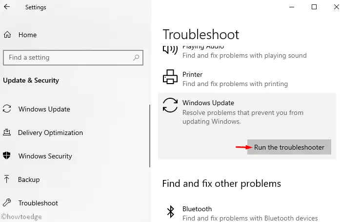 Запустите средство устранения неполадок Центра обновления Windows