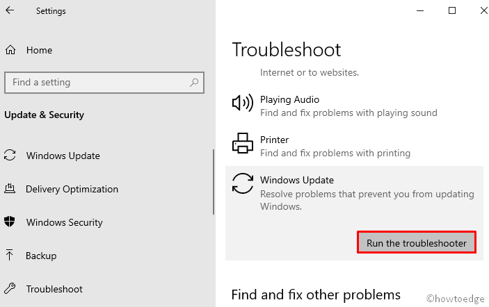 Запустите средство устранения неполадок