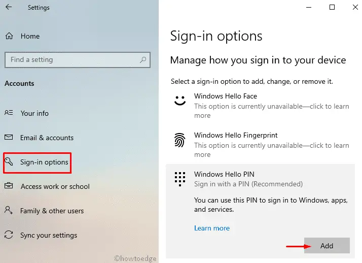 How to Enable or Disable Hello PIN in Windows 10