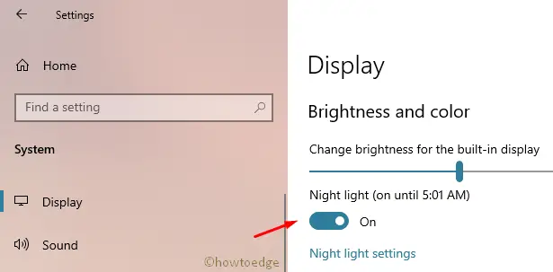 Night Light on Windows 10