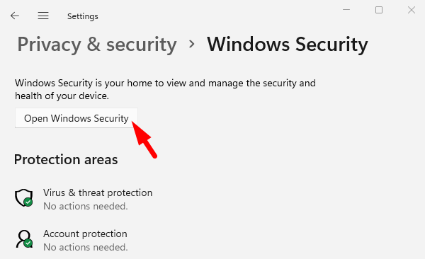 Open Windows Security