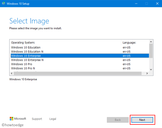 Выберите выпуск Windows 10