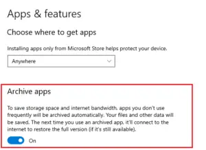 Enable and Disable Archive Apps
