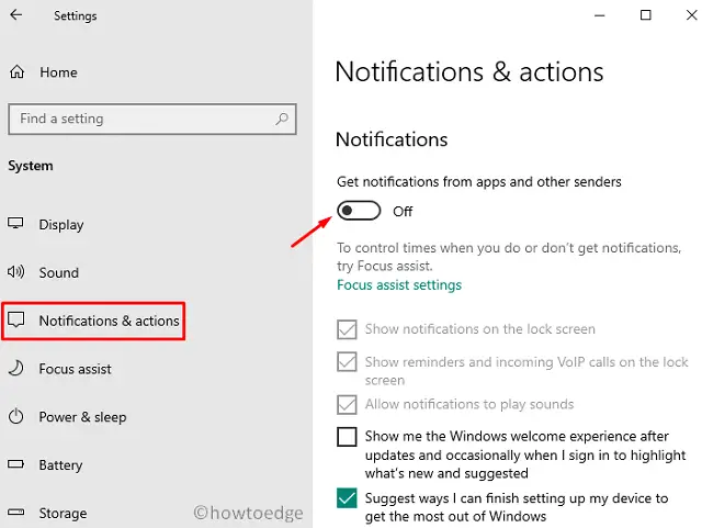 Enable or Disable All Notifications on Windows 10