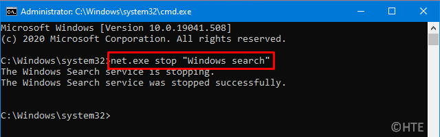 Detener la búsqueda de Windows