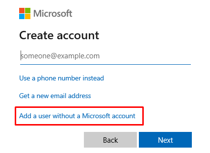 Add a user without a Microsoft account