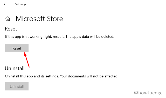 Microsoft Store Error 0x80D05001 - Reset Store