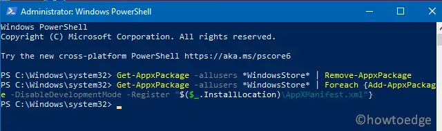 Store Error 0x803FB005 - PowerShell