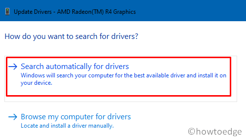Search Automatically for updated drivers