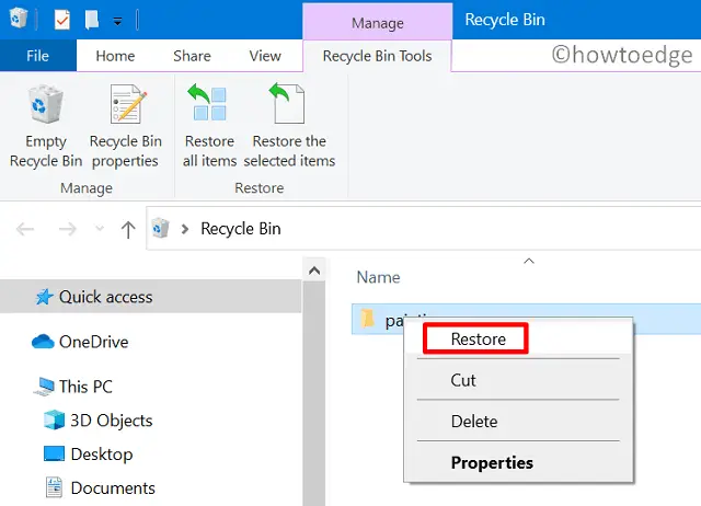 Fix: Can't delete files from Recycle Bin in Windows 10 - Howtoedge