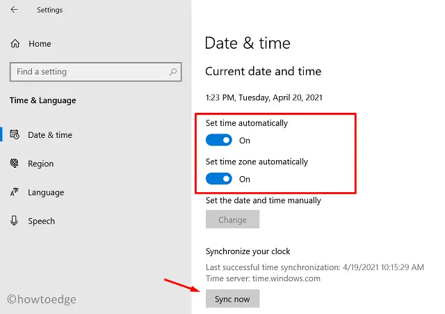 Ошибка обновления 0x80240023 - Дата и время