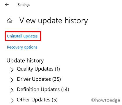 Uninstall Windows 10 Updates