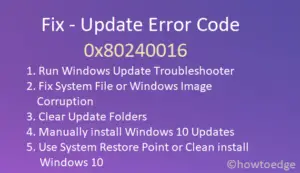 Update Error Code 0x80240016
