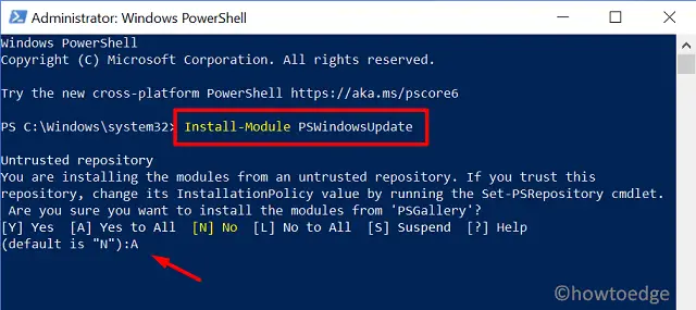 install Windows 10 Updates using PowerShell - install PSWindowsUpdate Module