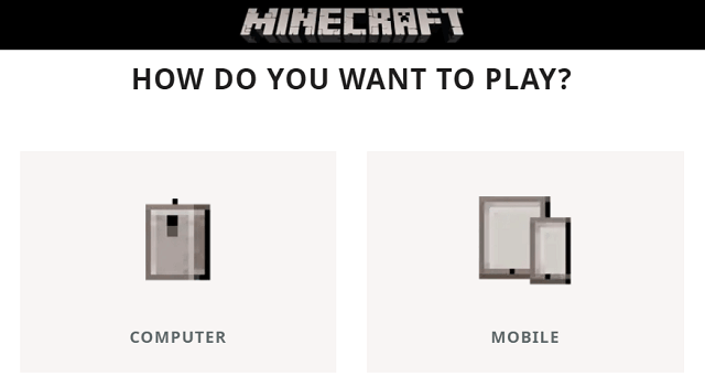 Choose OS to download Minecraft