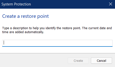 Name the Restore Point