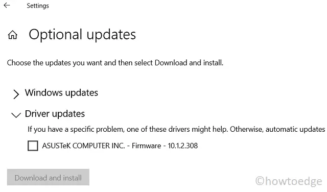 Update Drivers in Windows 11 via Optional Updates