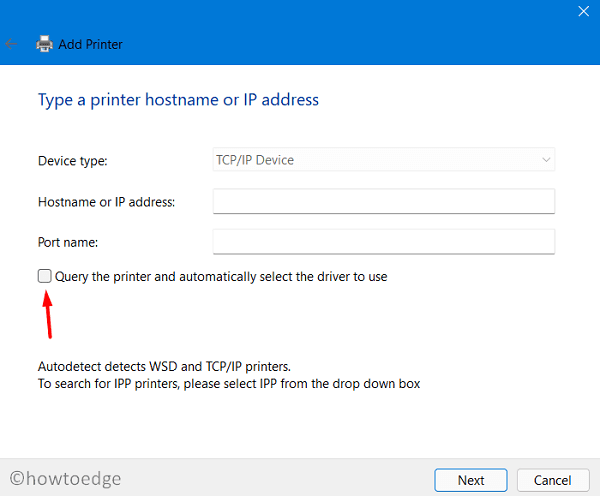 Добавить принтер в Windows 11 - снимите флажок