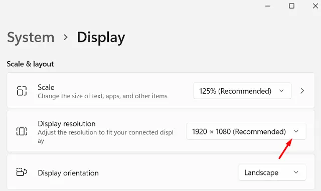 Устранение проблемы с увеличением черного экрана - изменение разрешения экрана
