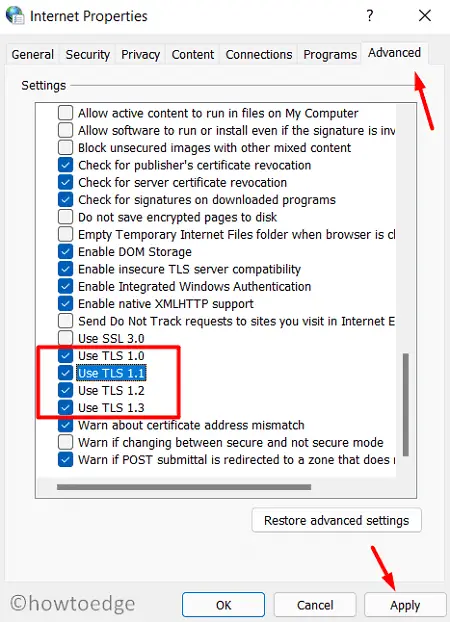 Tls enable. Windows 11 Internet options Advanced TLS 1.3. Enable. 0xcaa82ee2 Teams Error.