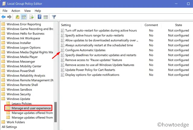 block windows 11 update with group policy editor