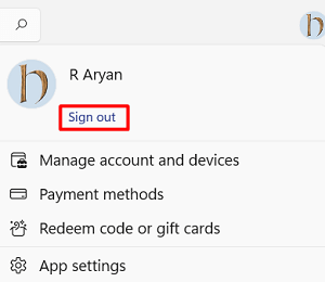Выйти из Microsoft Store