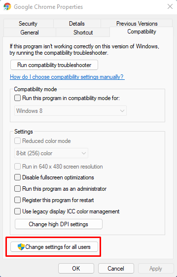 Change settings for all users in Chrome