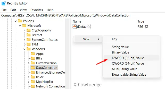 Папка сбора данных внутри реестра
