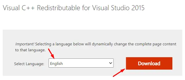 Download Microsoft Visual C++ Runtime library