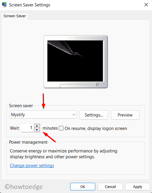 Включить заставку в Windows 11