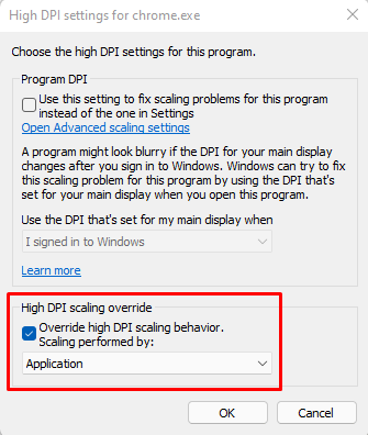 High DPI settings for Chrome