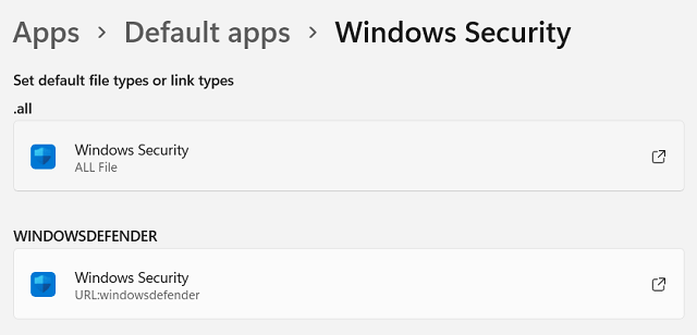 Change Default Security App to Windows Security