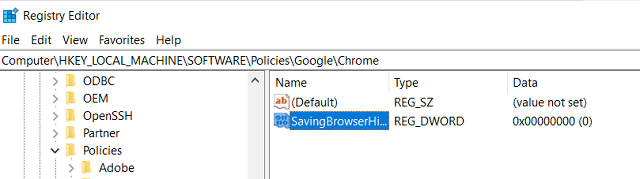 SavingBrowserHistoryDisabled - Chrome