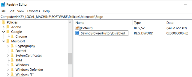 SavingBrowserHistoryDisabled - Edge