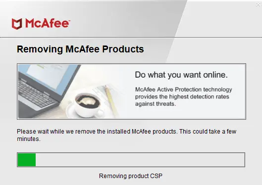 Uninstall McAfee using MCPR