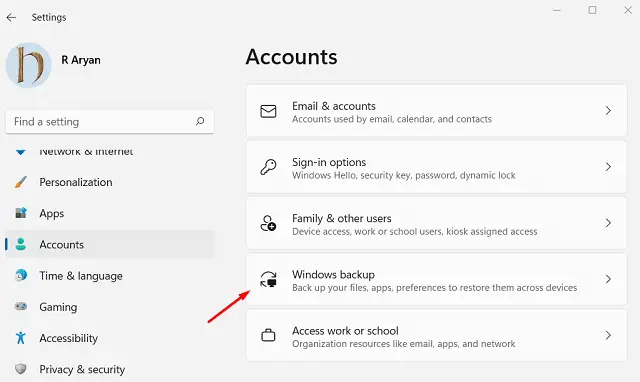 Учетные записи и резервное копирование Windows