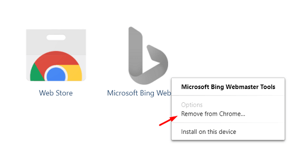 Удалить приложения Chrome