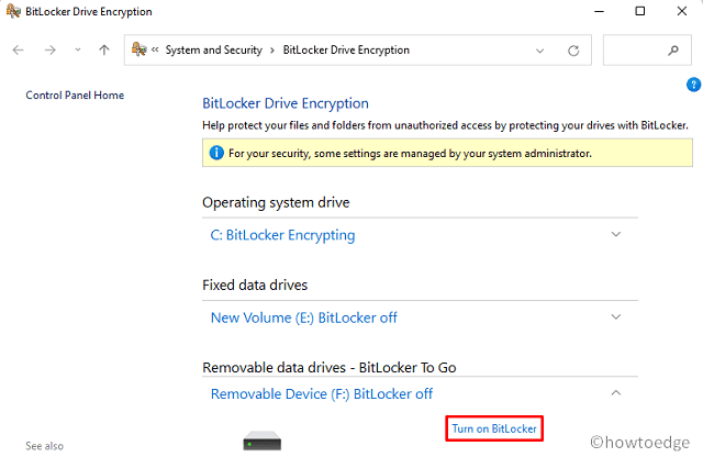 Enable BitLocker on Removable Device - Turn on Encryption