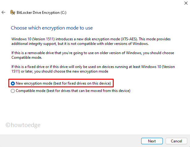 Enable New encryption mode on Windows 11