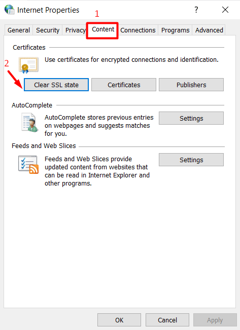 Свойства Интернета – Содержание – Ошибка подключения SSL в Chrome