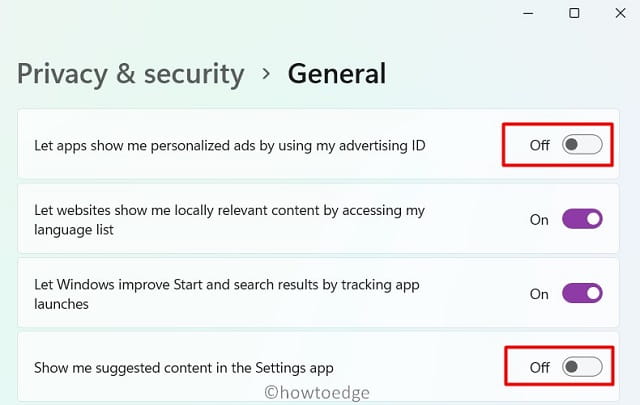 отключить рекламу и предложения Microsoft в Windows 11