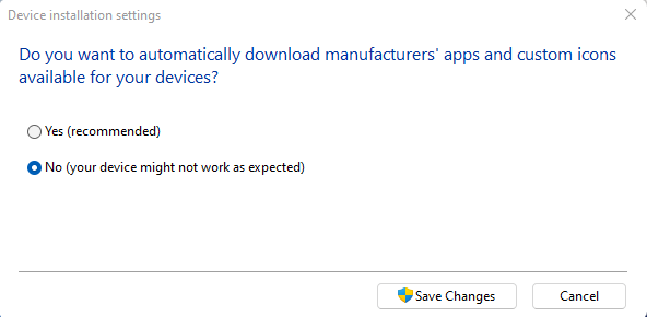Параметры установки устройства