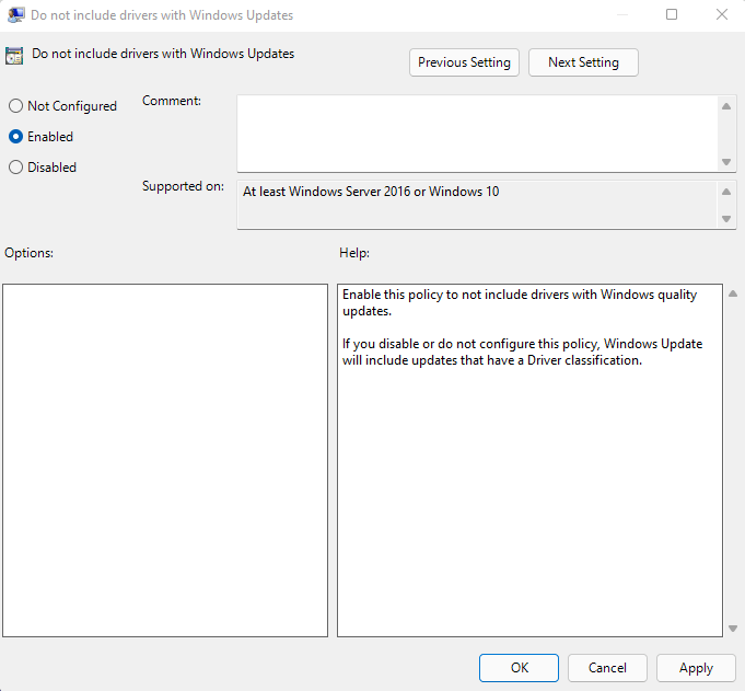 Не включать драйверы в Центр обновления Windows