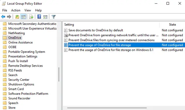 Запрет использования OneDrive для хранения файлов